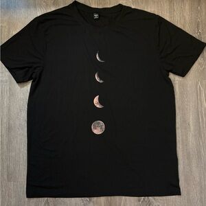 NFINITY Black Tee with Vertical Moon Phase Graphic in Pink